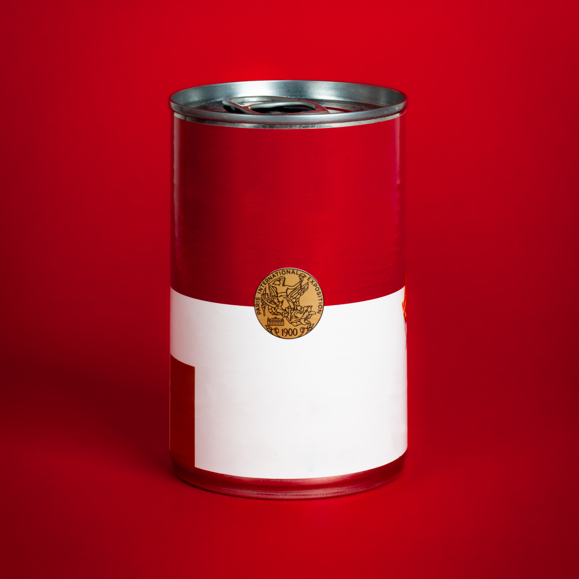 a Soup can with no words on the label